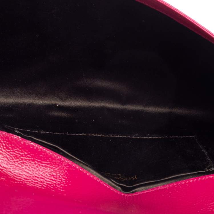 Pre Owned Yves Saint Laurent Fuchsia Patent Leather Belle De Jour Clutch