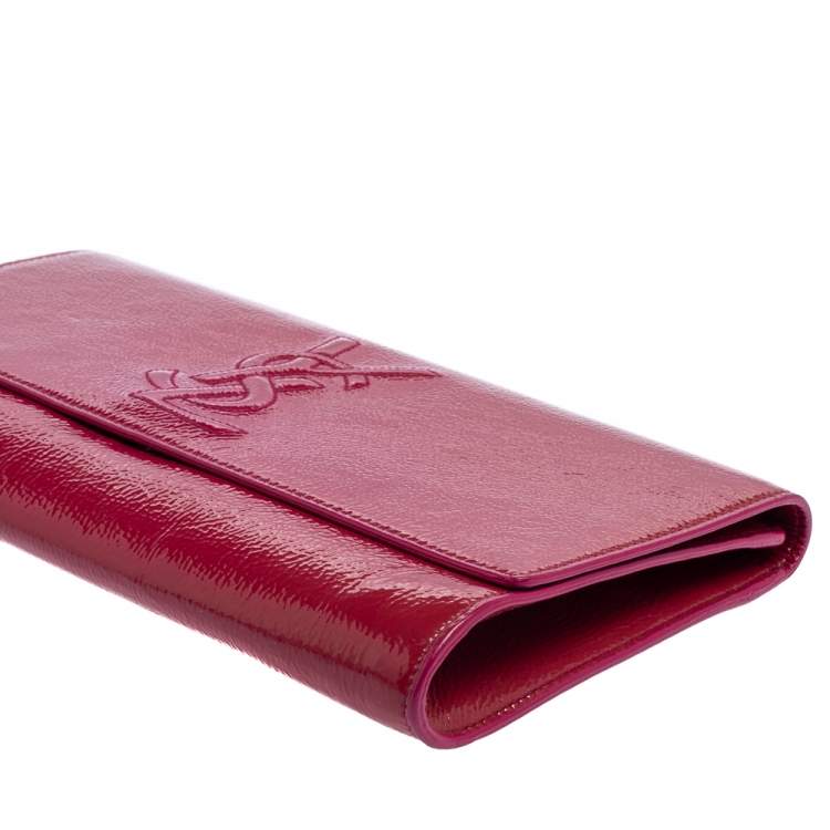 Pre Owned Yves Saint Laurent Fuchsia Patent Leather Belle De Jour Clutch