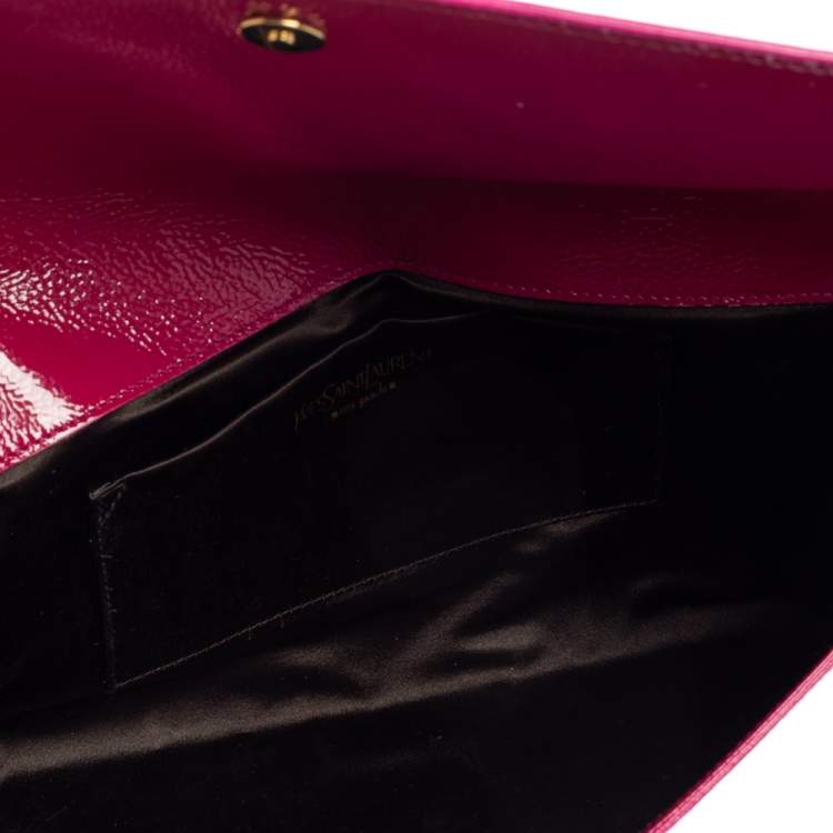 Pre Owned Yves Saint Laurent Fuchsia Patent Leather Belle De Jour Clutch