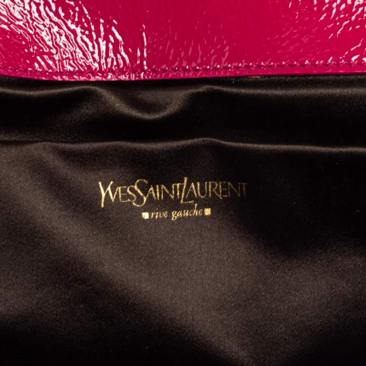 Pre Owned Yves Saint Laurent Fuchsia Patent Leather Belle De Jour Clutch