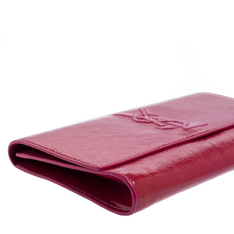 Pre Owned Yves Saint Laurent Fuchsia Patent Leather Belle De Jour Clutch