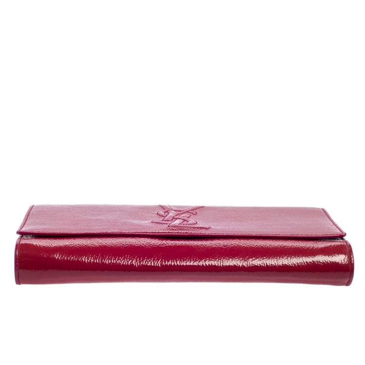 Pre Owned Yves Saint Laurent Fuchsia Patent Leather Belle De Jour Clutch