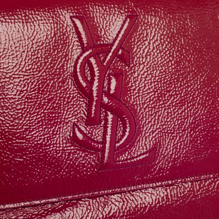 Pre Owned Yves Saint Laurent Fuchsia Patent Leather Belle De Jour Clutch