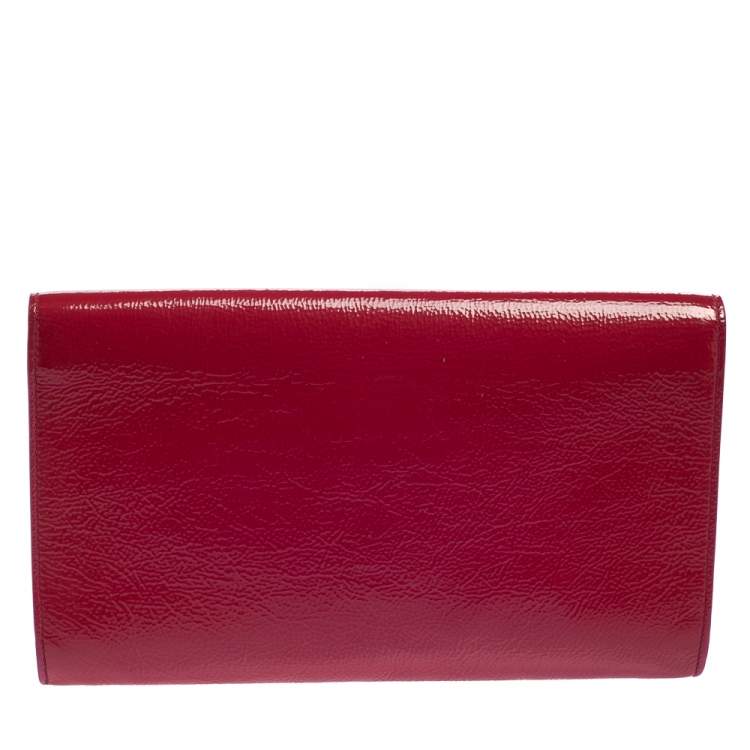 Pre Owned Yves Saint Laurent Fuchsia Patent Leather Belle De Jour Clutch