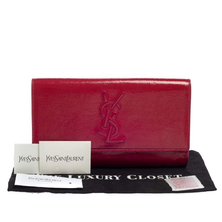 Pre Owned Yves Saint Laurent Fuchsia Patent Leather Belle De Jour Clutch