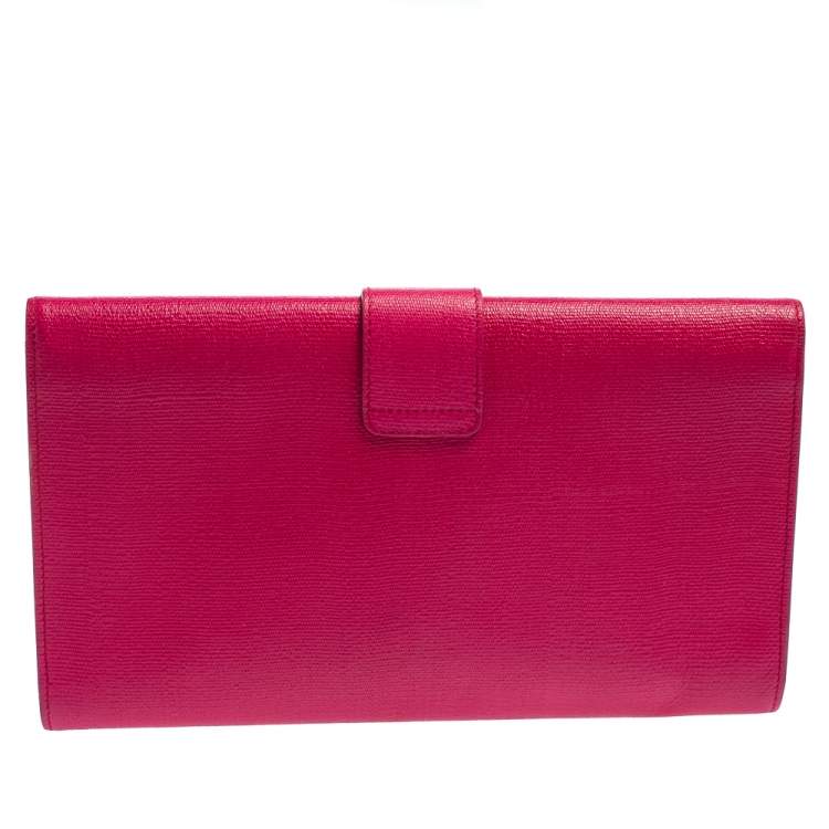 Pre Owned Yves Saint Laurent Pink Leather Y-Ligne Clutch