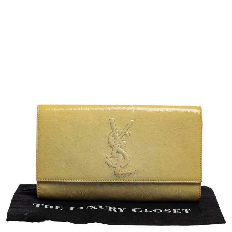 Pre Owned Yves Saint Laurent Yellow Patent Leather Belle De Jour Clutch
