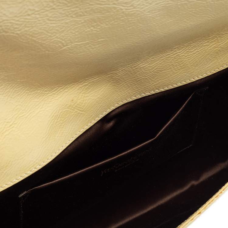 Pre Owned Yves Saint Laurent Yellow Patent Leather Belle De Jour Clutch