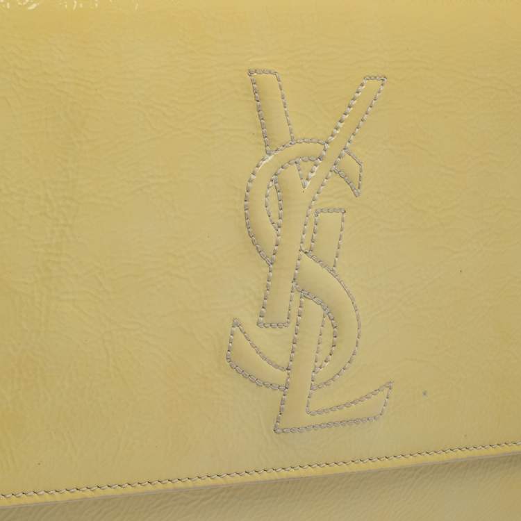Pre Owned Yves Saint Laurent Yellow Patent Leather Belle De Jour Clutch