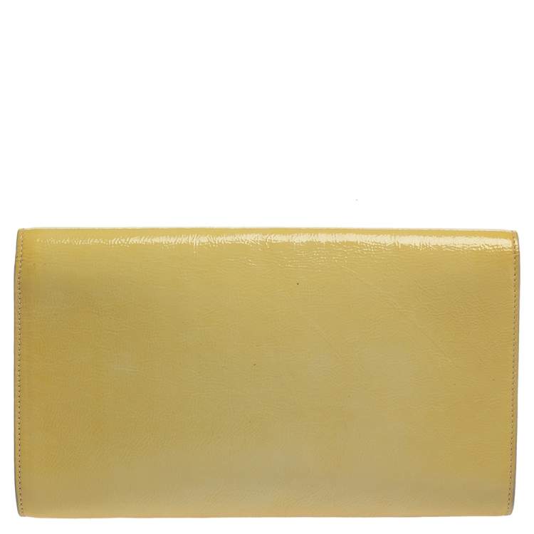 Pre Owned Yves Saint Laurent Yellow Patent Leather Belle De Jour Clutch