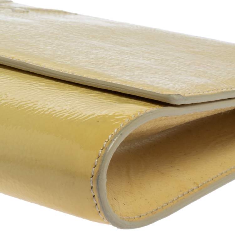Pre Owned Yves Saint Laurent Yellow Patent Leather Belle De Jour Clutch