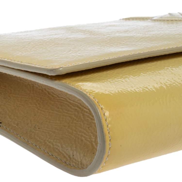 Pre Owned Yves Saint Laurent Yellow Patent Leather Belle De Jour Clutch