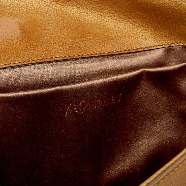 Pre Owned Yves Saint Laurent Yellow Patent Leather Belle De Jour Clutch