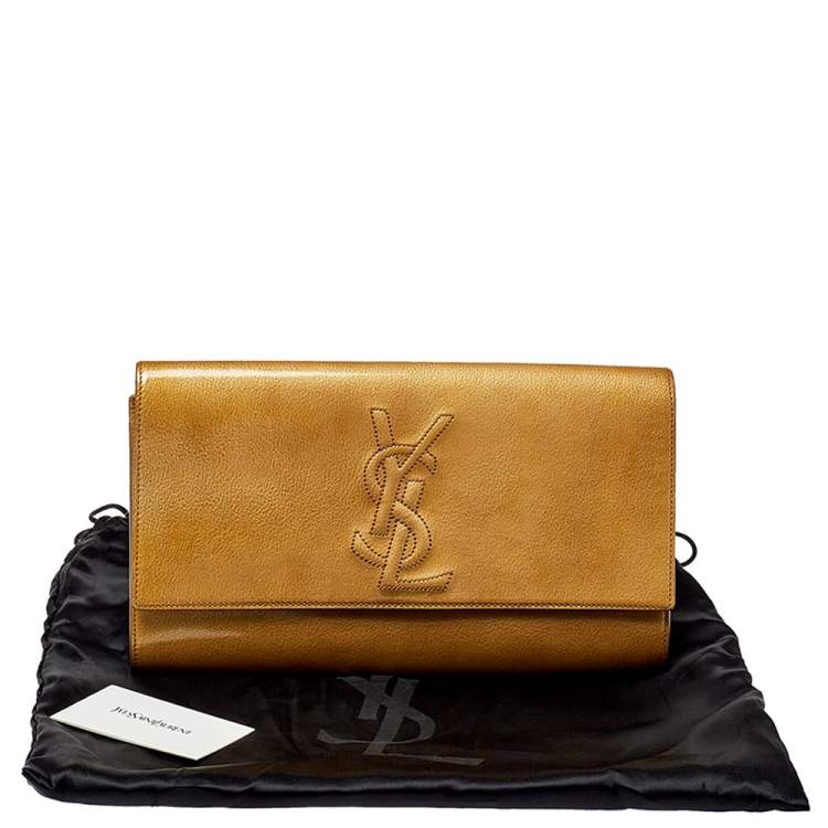 Pre Owned Yves Saint Laurent Yellow Patent Leather Belle De Jour Clutch