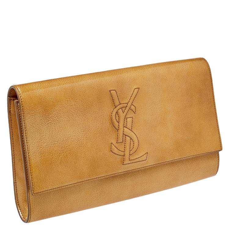 Pre Owned Yves Saint Laurent Yellow Patent Leather Belle De Jour Clutch