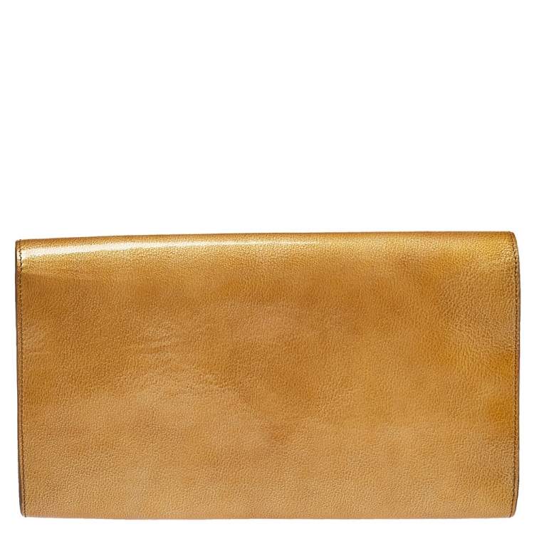 Pre Owned Yves Saint Laurent Yellow Patent Leather Belle De Jour Clutch