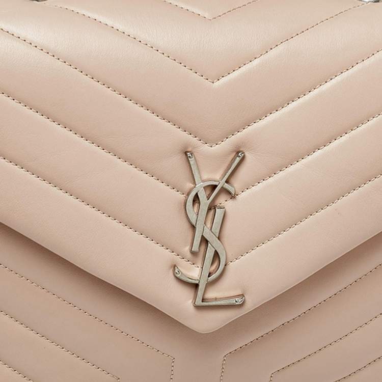 Pre Owned Saint Laurent Pink Matelasse Leather Medium Loulou Shoulder Bag
