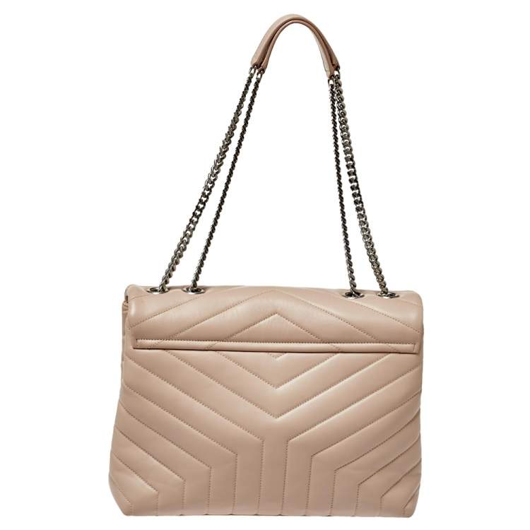 Pre Owned Saint Laurent Pink Matelasse Leather Medium Loulou Shoulder Bag