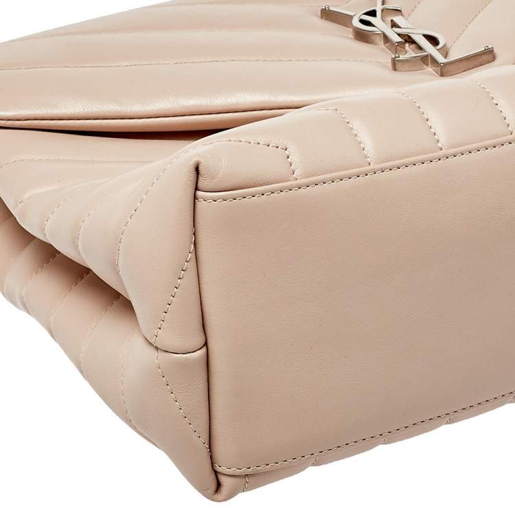 Pre Owned Saint Laurent Pink Matelasse Leather Medium Loulou Shoulder Bag
