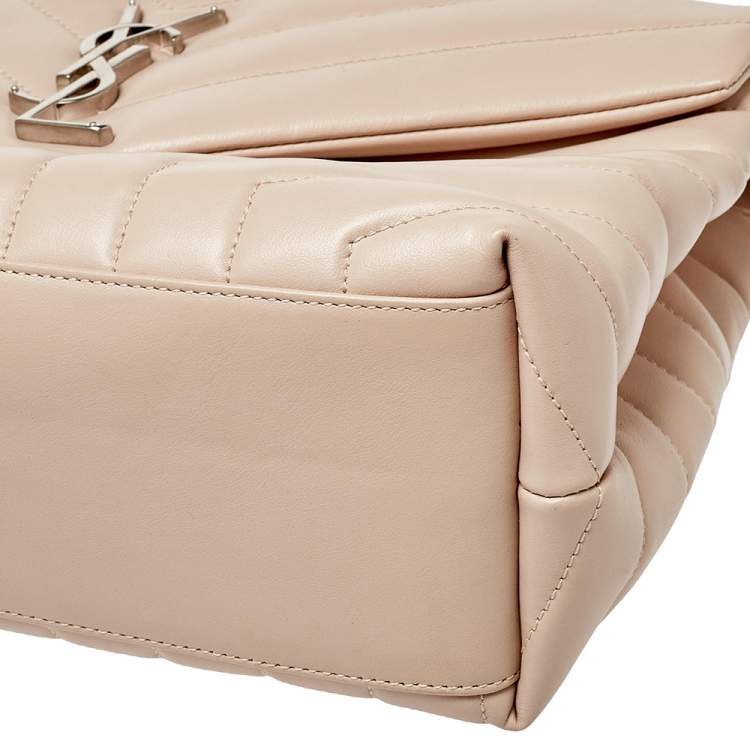Pre Owned Saint Laurent Pink Matelasse Leather Medium Loulou Shoulder Bag