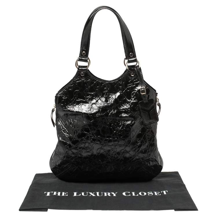 Pre Owned Yves Saint Laurent Black Patent Leather Small Metropolis Tribute Tote