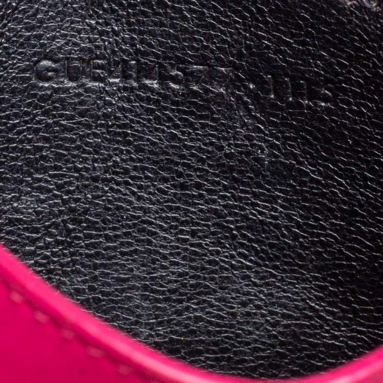 Pre Owned Saint Laurent Fuchsia Leather Monogram Card Holder