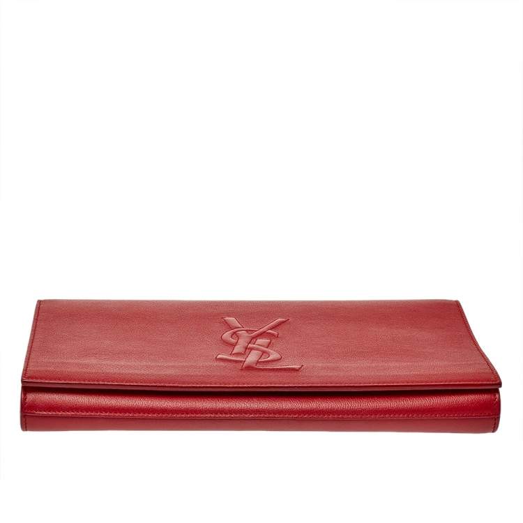 Pre Owned Yves Saint Laurent Red Leather Belle De Jour Clutch