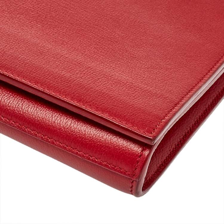 Pre Owned Yves Saint Laurent Red Leather Belle De Jour Clutch