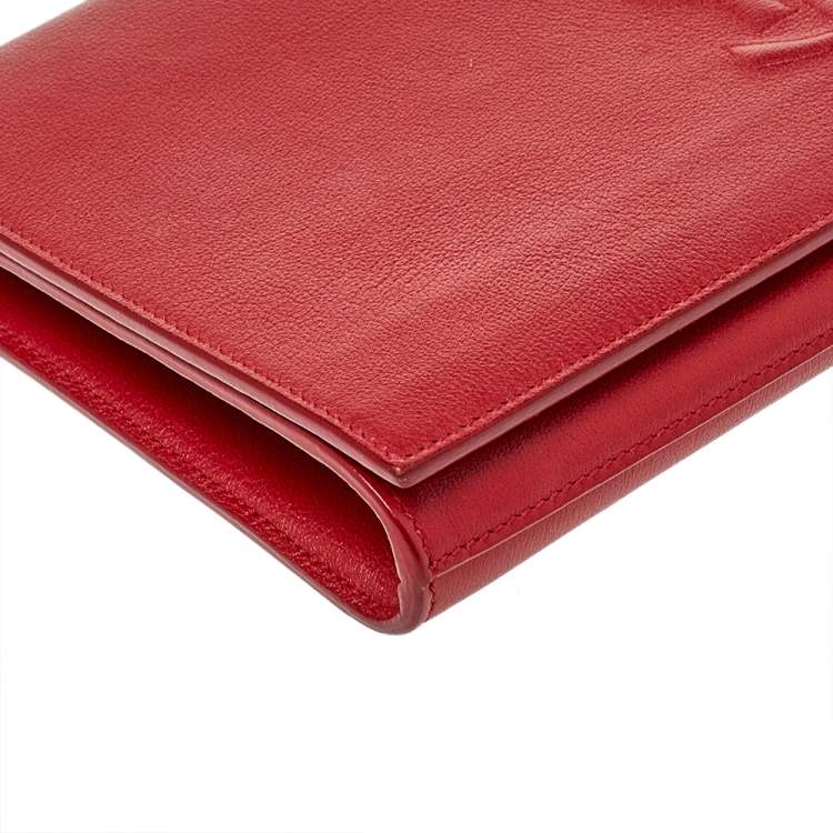 Pre Owned Yves Saint Laurent Red Leather Belle De Jour Clutch