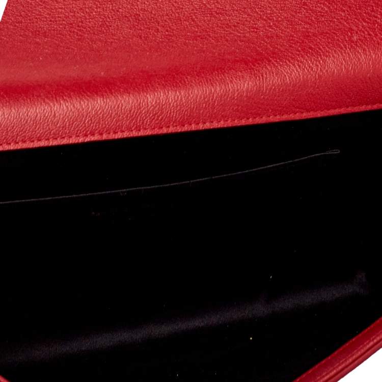 Pre Owned Yves Saint Laurent Red Leather Belle De Jour Clutch