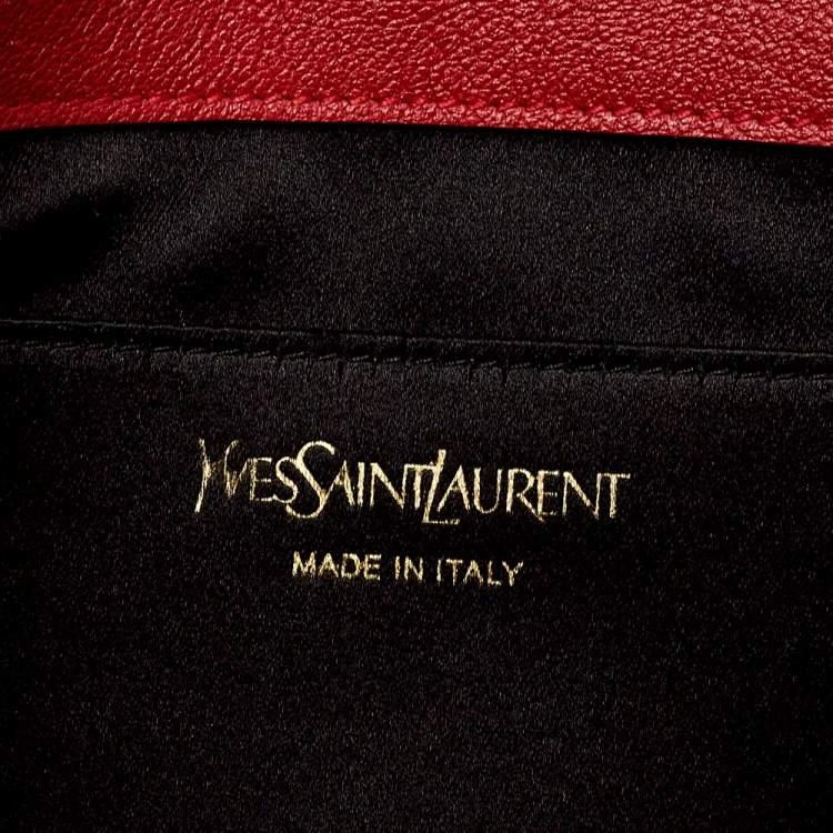 Pre Owned Yves Saint Laurent Red Leather Belle De Jour Clutch