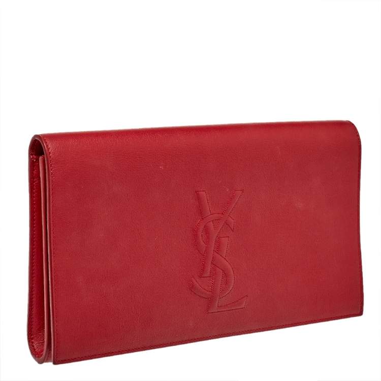 Pre Owned Yves Saint Laurent Red Leather Belle De Jour Clutch