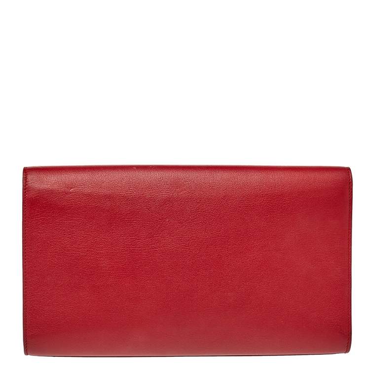 Pre Owned Yves Saint Laurent Red Leather Belle De Jour Clutch