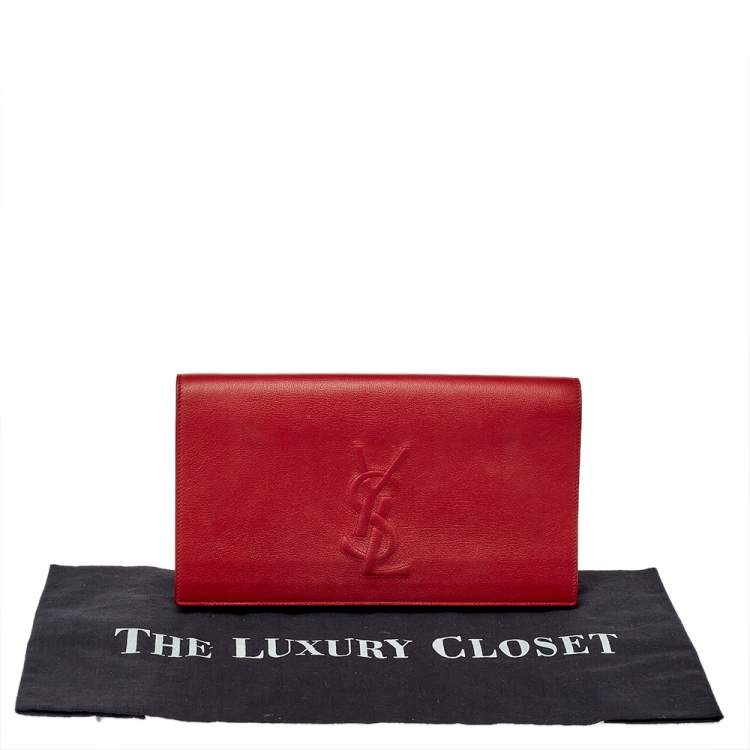 Pre Owned Yves Saint Laurent Red Leather Belle De Jour Clutch
