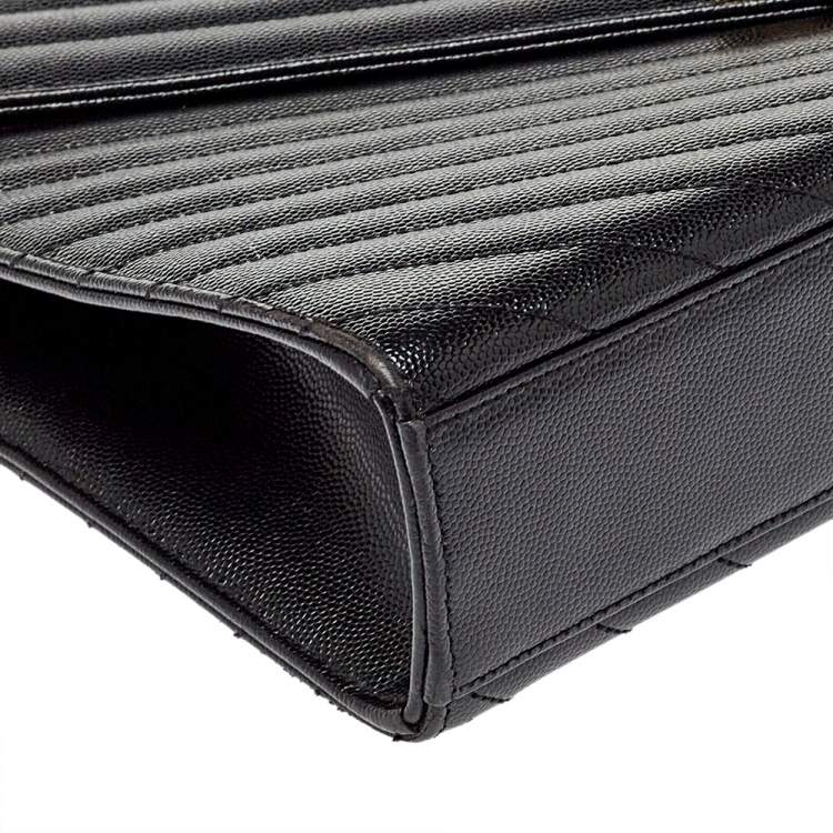 Pre Owned Saint Laurent Black Matelasse Leather Large Cassandre Flap Bag