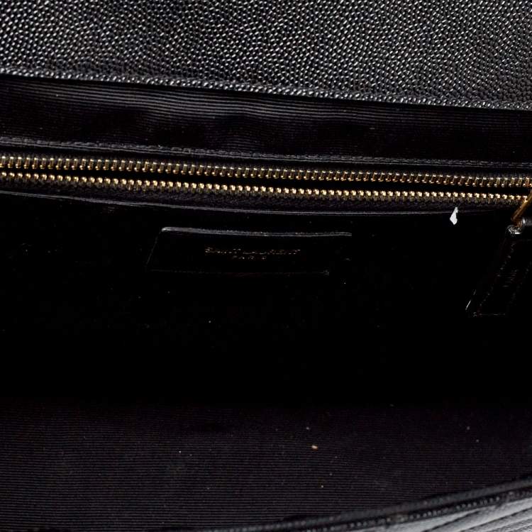 Pre Owned Saint Laurent Black Matelasse Leather Large Cassandre Flap Bag