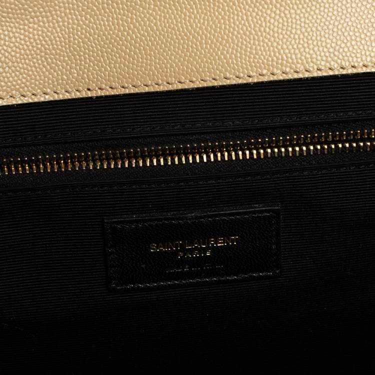 Pre Owned Saint Laurent Beige Matelasse Leather Large Cassandre Flap Bag