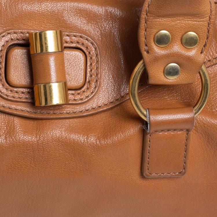 مملوكة مسبقًا Yves Saint Laurent Caramel Brown Leather Muse Bowler Bag