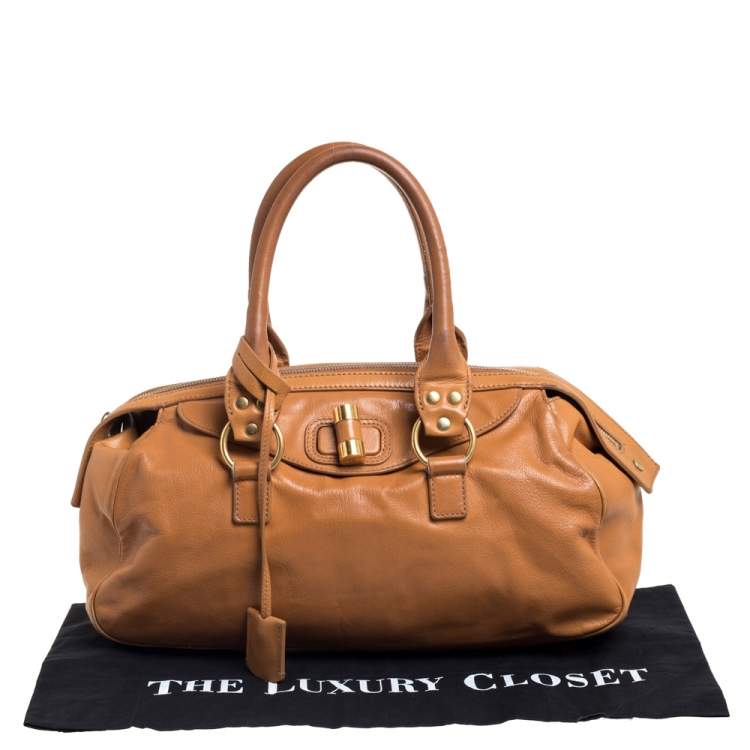 مملوكة مسبقًا Yves Saint Laurent Caramel Brown Leather Muse Bowler Bag