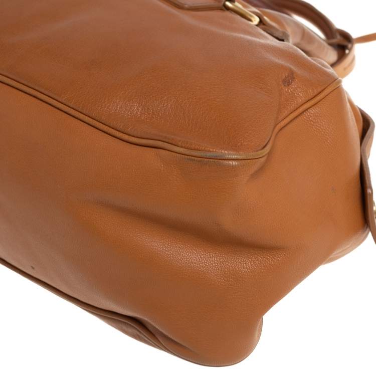 مملوكة مسبقًا Yves Saint Laurent Caramel Brown Leather Muse Bowler Bag
