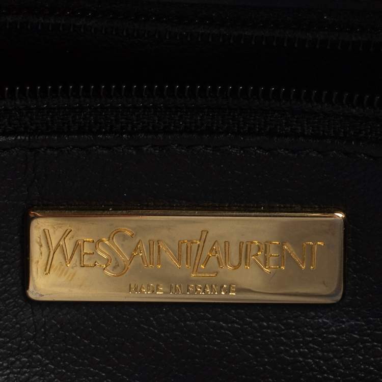 مملوكة مسبقًا Yves Saint Laurent Black/Brown Leather Vintage Logo Letters Shoulder Bag