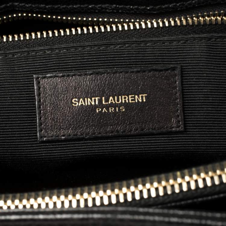 Pre Owned Saint Laurent Black Matelasse Leather Cassandre Shopper Tote
