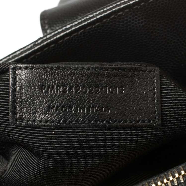 Pre Owned Saint Laurent Black Matelasse Leather Cassandre Shopper Tote