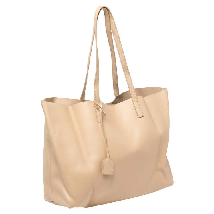 Pre Owned Saint Laurent Beige Leather E/W Shopper Tote