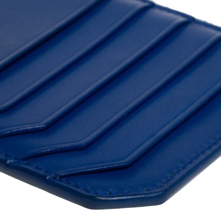 Pre Owned Saint Laurent Blue Leather Zip Card Holder