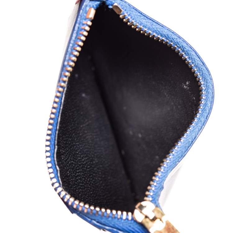 Pre Owned Saint Laurent Blue Leather Zip Card Holder
