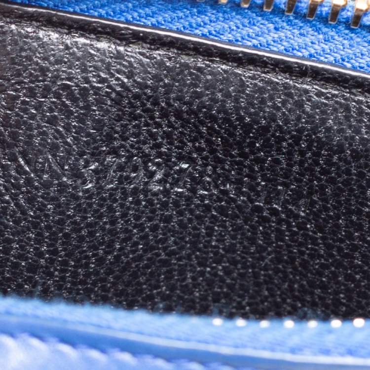 Pre Owned Saint Laurent Blue Leather Zip Card Holder