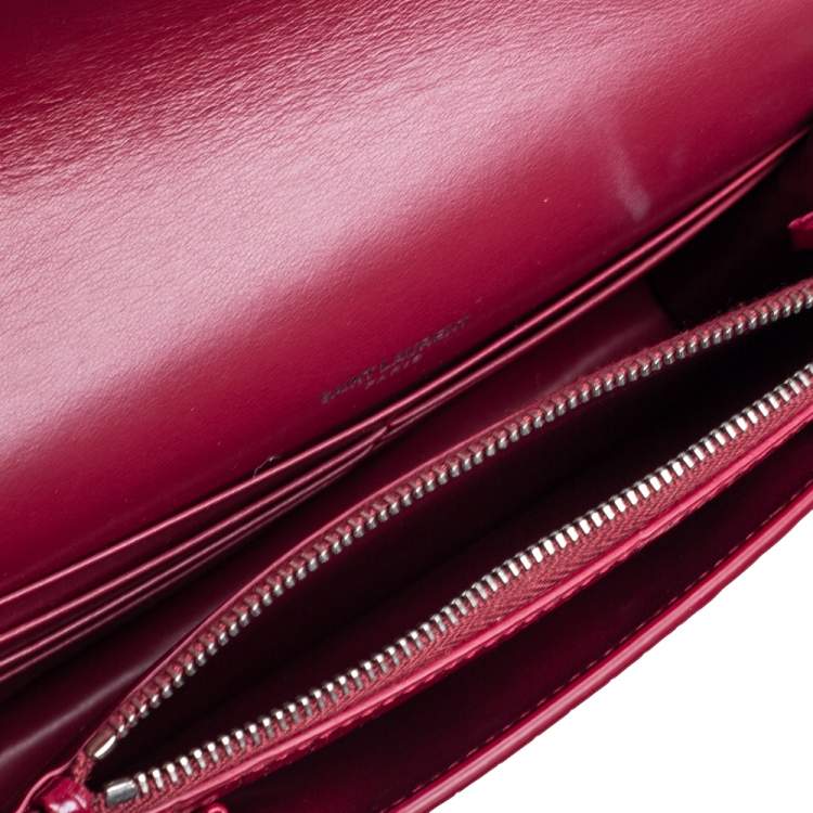 Pre Owned Saint Laurent Red Croc Leather Sunset Crossbody Bag