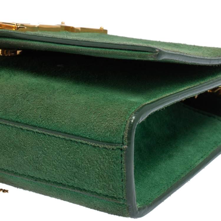 Pre Owned Saint Laurent Green Suede Small Kate Tassel Crossbody Bag