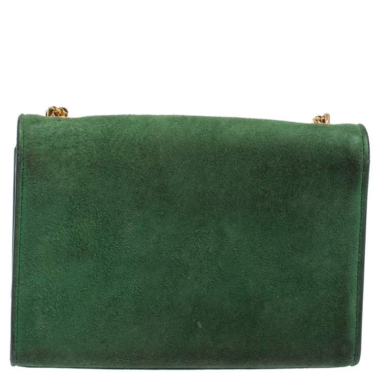 Pre Owned Saint Laurent Green Suede Small Kate Tassel Crossbody Bag